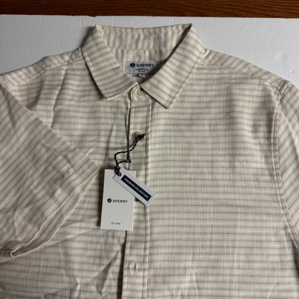 Sperry Premium Collection Mens Button Down Shirt Short Sleeve Striped‎